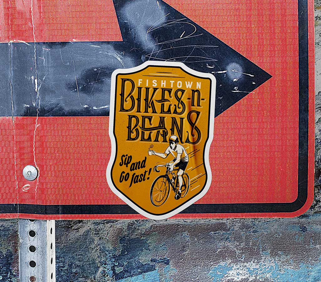 Fishtown Bikes and Beans Sticker